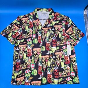 NWT RESERVOIR XL Skull Pizza Tequila Quick Dry Double Brushed Shirt $40 MSRP